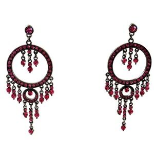 Chandelier Pink Rhinestone Dangle Earrings Y2K Chunky Statement jeweled Pierced